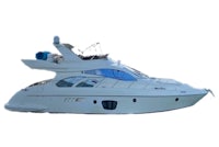 a white motor boat on a white background